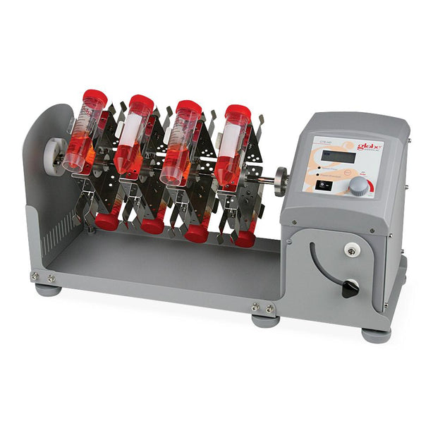 Globe Scientific Tube Rotator, Horizontal, Digital, Adjustable Speed and Angle, 120-240v, 50/60Hz, US, UK, EU Plugs (Includes 16-Place Tube Holder for 50mL Tubes) - GTR-HD - 1 Each