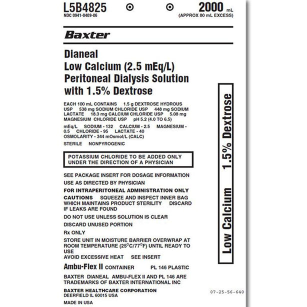 BAXTER HEALTHCARE DIANEAL Low-Calcium PD Solutions L5B4825 6 Each - MDL-GMOL5B4825