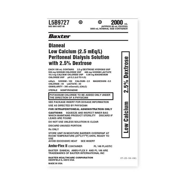 BAXTER HEALTHCARE DIANEAL Low-Calcium PD Solutions L5B9727 6 Each - MDL-GMOL5B9727