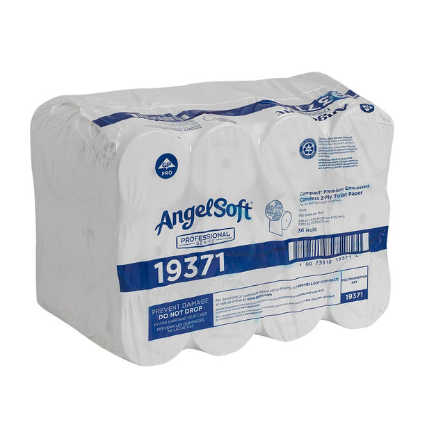 Georgia Pacific ps Coreless Angel Soft Compact 2-Ply Bathroom Tissue, 750 Sheets / Roll - 19371 - 36 Roll