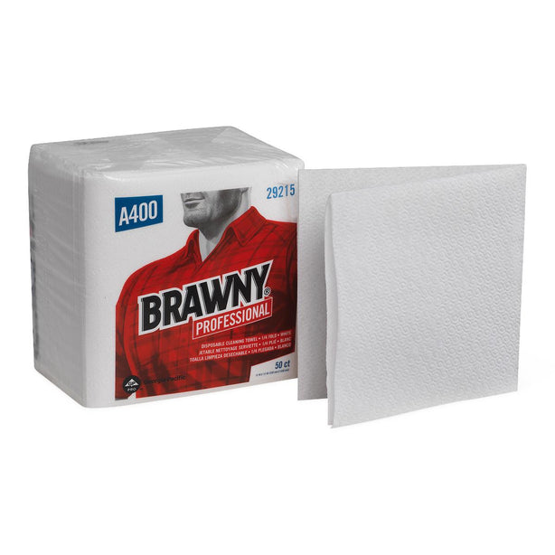Georgia Pacific Brawny Professional A400 Cleaning Towels Wipe Away Napkin, Medium Duty, 13" x 13", 50 per Pack - 29215 - 800 Each
