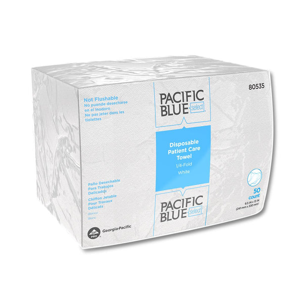 Georgia Pacific LLC Washcloths: 1/4 Fold Disposable Patient Washcloth, 9.5" x 13" 80535 - 20.0 Pack