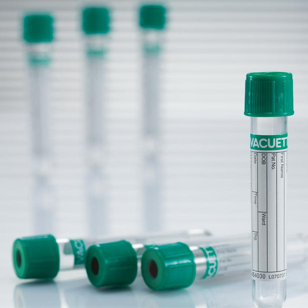 Greiner Bio One VACUETTE Blood Collection Tube, NH Sodium Heparin, Non-Ridged, 13x75, Green Cap with Green Ring, 4 mL - 454030 - 50 Each
