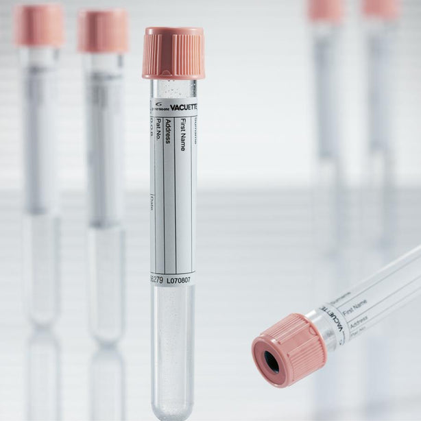 Greiner Bio One K2 EDTA VACUETTE Blood Collection Tube, K2E K2EDTA, Non-Ridged, 13x100, Pink Cap with Pink Ring, 6 mL - 456279 - 50 Each