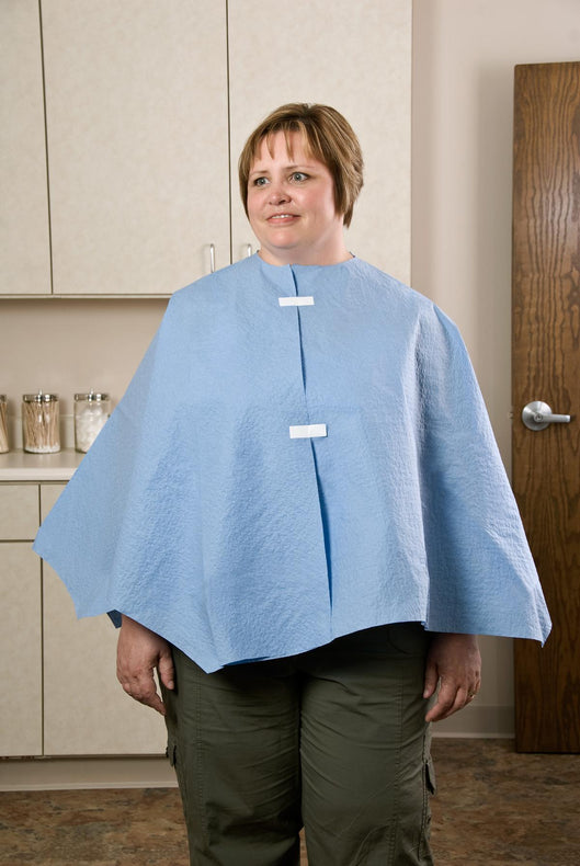 Little Rapids Poncho Exam Cape with Extra Coverage, 56" x 28", Blue - 15568 - 25 Each