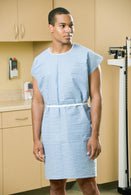 Little Rapids Scrim-Reinforced Tissue Sewn Shoulders Disposable Exam Gown, Blue with Separate White Poly Tie, 30" x 42" (M/L) - 230 - 50 Each