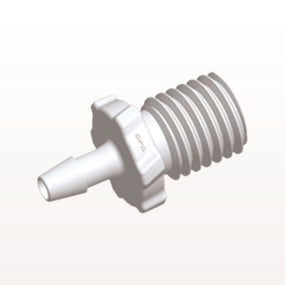 Threaded Connector, Barbed, 100/Bag - Fits 3/32 inch ID (0.094 inch, 2.38 mm) x Rotating 5/16