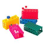 Globe Scientific Tuffblock Interlocking Tuffblok Tube Rack, 4-Way, Polypropylene, Link Together, Assorted Colors, 5 per Pack - 456940AST - 5 Each