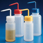 Globe Scientific Wash Bottle, Squeeze with Wide Mouth, Screw Cap, PE, 500mL, Yellow - 601638Y - 10 Each