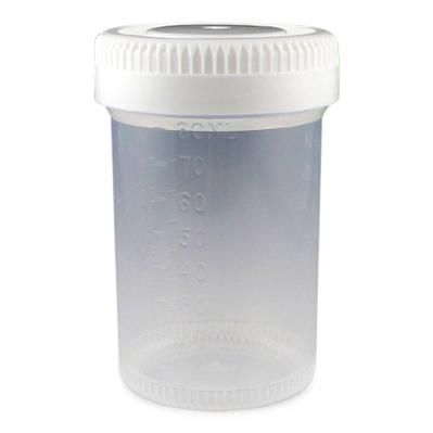 Globe Scientific Specimen Container Tite-Rite, 90mL (3-oz.), Polypropylene, 48mm Opening, Graduated, with Separate White Screw Cap - 6524 - 400 Each