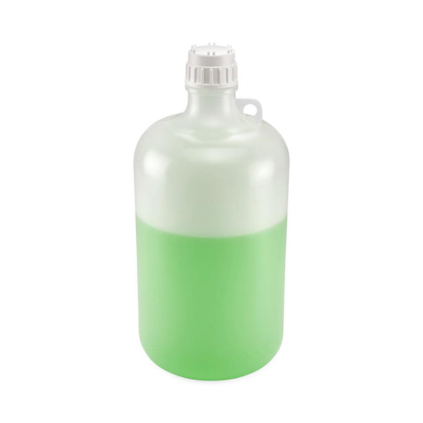 Globe Scientific Diamond RealSeal Large Format Narrow-Mouth Lab Bottle, Narrow Mouth, LDPE Bottle, Attached PP Screw Cap, 8 Liters (2 Gallons) - 7078000 - 6 Each