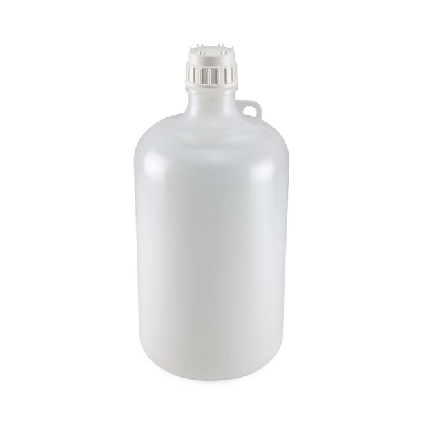 Globe Scientific Diamond RealSeal Large Format Narrow-Mouth Lab Bottle, Narrow Mouth, LDPE Bottle, Attached PP Screw Cap, 8 Liters (2 Gallons) - 7078000 - 6 Each
