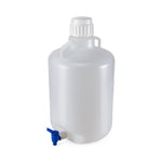 Globe Scientific Diamond RealSeal Carboy, Round with Spigot and Handles, Polypropylene, White PP Screw Cap, 20 Liter, Molded Graduations, Autoclavable - 7220020 - 4 Each