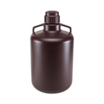 Globe Scientific Diamond RealSeal Carboy, Round with Handles, Amber HDPE, Amber PP Screw Cap, 20 Liter, Molded Graduations, Autoclavable - 7240020AM - 4 Each