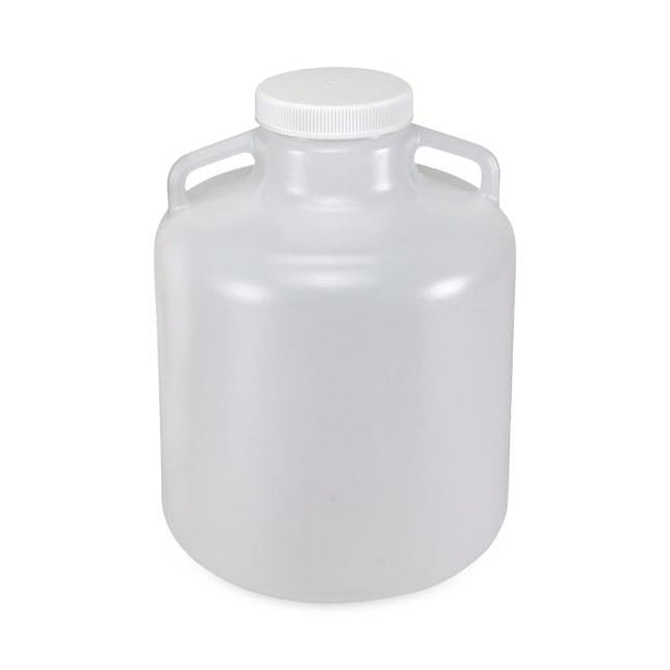 Globe Scientific Diamond RealSeal Heavy-Duty by Carboy, Round with Handles, Heavy Duty Polypropylene, White PP Screw Cap, 20 Liter, Molded Graduations, Autoclavable - GSI7240020