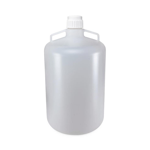 Globe Scientific Diamond RealSeal Carboy, Round with Handles, LDPE, White PP Screw Cap, 50 Liter, Molded Graduations - 7250050 - 1 Each