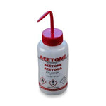 Globe Scientific Pre-Printed GHS LDPE Wash Bottle for Acetone, Safety Vented, Red Screw Cap, 500 mL - GSI7VTMLGHSBX