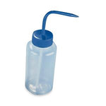 GLOBE SCIENTIFIC LDPE Wide Mouth Plain Wash Bottle with Blue Screw Cap, 250 mL - WGW234P - 5 Each