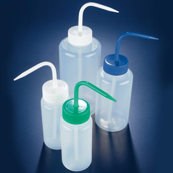GLOBE SCIENTIFIC LDPE Wide Mouth Plain Wash Bottle with Blue Screw Cap, 1000 mL - WGW446P - 5 Pack