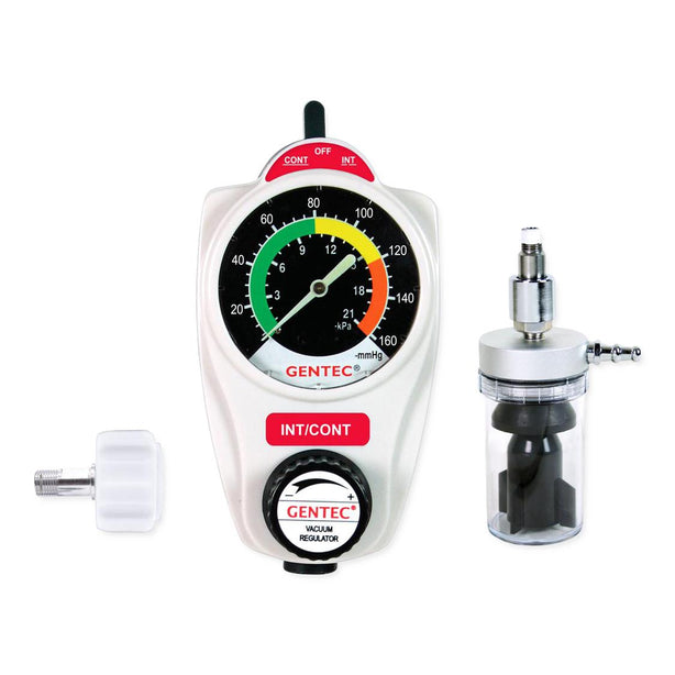 Genstar Technologies Co Gentec 881VR Series Continuous / Intermittent Suction Regulator, DISS Hand-Tight Back Fitting, Complete Suction Trap Bottom Fitting, 0 mmHg to 160 mmHg - GT881VR160DHT