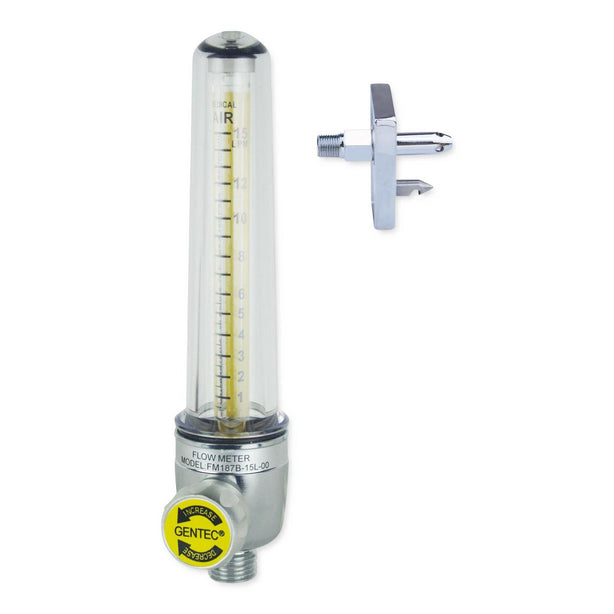 Genstar Technologies CO Aluminum High Flow Air Flowmeter, 0-75 Lpm, with Oxequip Medstar Connector - FM-29375-LOE - 1 Each