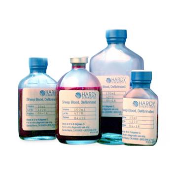 Hardy Diagnostics Defibrinated Sheep Blood with Screw Cap SB30 1.0 Each-MDL-HADSB30