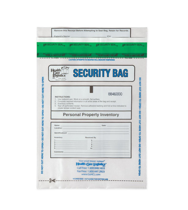 Health Care Logistics Tamper-Evident Personal Property Bags 11312 - 25.0 Each