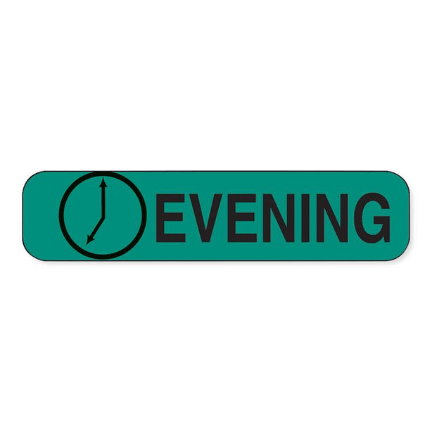 Care Logistics 2120 Time of Day Labels, Black Print, Green Background, Evening - MDL-HCL2120PK - 1000 Each