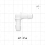 Elbow Connector, Barbed, White, 100/Bag - Fits 3/8 inch ID Tubing (0.375 inch, 9.53 mm) - HE1230