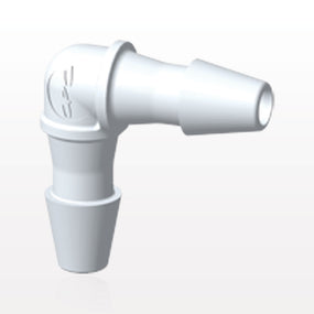 Elbow Connector, Barbed, White, 100/Bag - Fits 1/16 inch ID Tubing (0.063 inch, 1.59 mm) - HE230