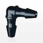 Elbow Connector, Barbed, Black, 100/Bag - Fits 1/16 inch ID Tubing (0.063 inch, 1.59 mm) - HE231