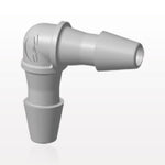 Elbow Connector, Barbed, Natural, 100/Bag - Fits 1/16 inch ID Tubing (0.063 inch, 1.59 mm) - HE2