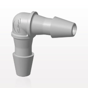 Elbow Connector, Barbed, Natural, 100/Bag - Fits 1/16 inch ID Tubing (0.063 inch, 1.59 mm) - HE2
