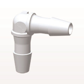 Elbow Connector, Barbed, White, 100/Bag - Fits 1/8 inch ID Tubing (0.125 inch, 3.18 mm) - HE430