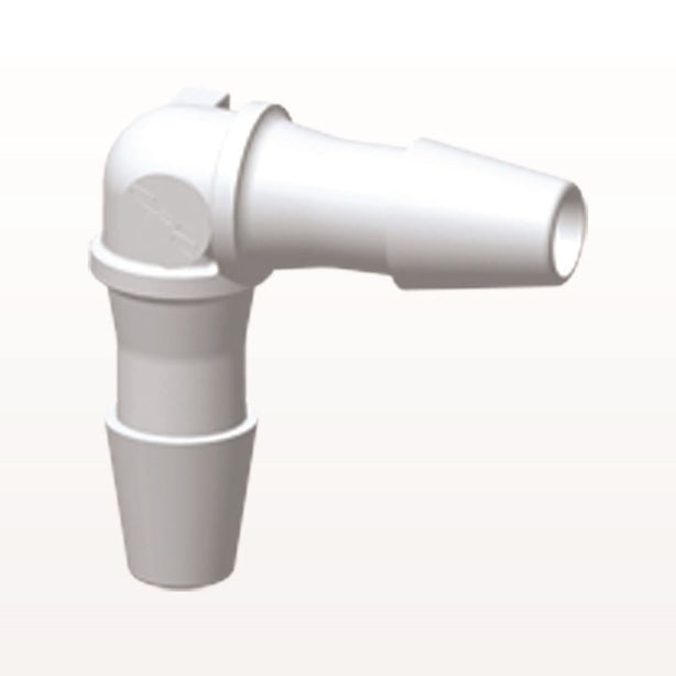 Elbow Connector, Barbed, White, 100/Bag - Fits 1/8 inch ID Tubing (0.125 inch, 3.18 mm) - HE430