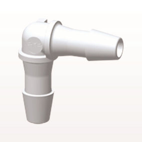 Elbow Connector, Barbed, White, 100/Bag - Fits 5/32 inch ID Tubing (0.156 inch, 3.97 mm) - HE530
