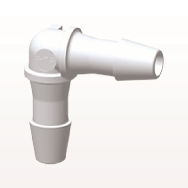 Elbow Connector, Barbed, White, 100/Bag - Fits 5/32 inch ID Tubing (0.156 inch, 3.97 mm) - HE530