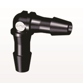 Elbow Connector, Barbed, Black, 100/Bag - Fits 5/32 inch ID Tubing (0.156 inch, 3.97 mm) - HE531