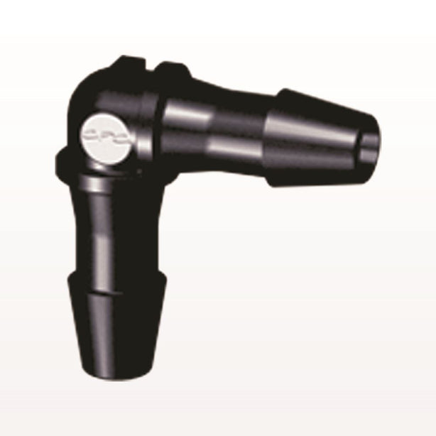 Elbow Connector, Barbed, Black, 100/Bag - Fits 5/32 inch ID Tubing (0.156 inch, 3.97 mm) - HE531