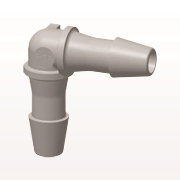Elbow Connector, Barbed, Natural, 100/Bag - Fits 5/32 inch ID Tubing (0.156 inch, 3.97 mm) - HE5