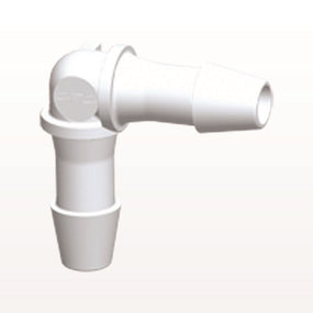 Elbow Connector, Barbed, White, 100/Bag - Fits 3/16 inch ID Tubing (0.188 inch, 4.76 mm) - HE630