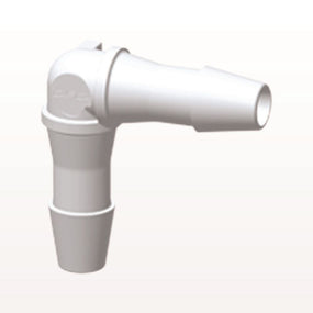 Elbow Connector, Barbed, White, 100/Bag - Fits 1/4 inch ID Tubing (0.25 inch, 6.35 mm) - HE830