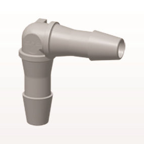 Elbow Connector, Barbed, Natural, 100/Bag - Fits 1/4 inch ID Tubing (0.25 inch, 6.35 mm) - HE8
