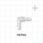 Elbow Connector, Barbed, Natural, 100/Bag - Fits 3/16 inch x 5/32 inch ID Tubing (0.188 inch x 0.156 inch, 4.76 mm x 3.97 mm) - HER65