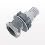 HFC12 Connector, Panel Mount Body, Valved, Barbed - Fits 1/2 inch ID Tubing (0.5 inch, 12.7 mm) - HFCD16812