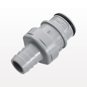 HFC12 Connector, Insert, Valved, Barbed - Fits 3/4 inch ID Tubing (0.75 inch, 19.05 mm) - HFCD221212