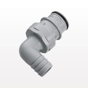 HFC12 Connector, Elbow Insert, Valved, Barbed - Fits 1/2 inch ID Tubing (0.5 inch, 12.7 mm) - HFCD23812