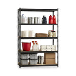 Hirsh Industries Space Solutions 2300 lb. Rivet Series 4-Shelf Storage Unit, Black, 48" W x 18" D x 72" H - 20993 - 1 Each
