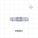 Straight Connector, Barbed, Natural, 100/Bag - Fits 3/16 inch ID Tubing (0.188 inch, 4.7 mm) - HS691