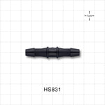 Straight Connector, Barbed, Black, 100/Bag - Fits 1/4 inch ID Tubing (0.25 inch, 6.35 mm) - HS831